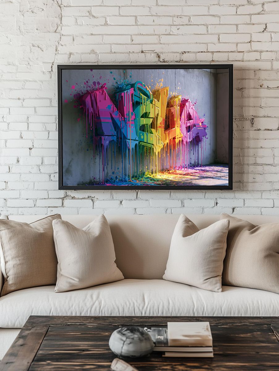 Rainbow Drip Graffiti Poster. — room view 1
