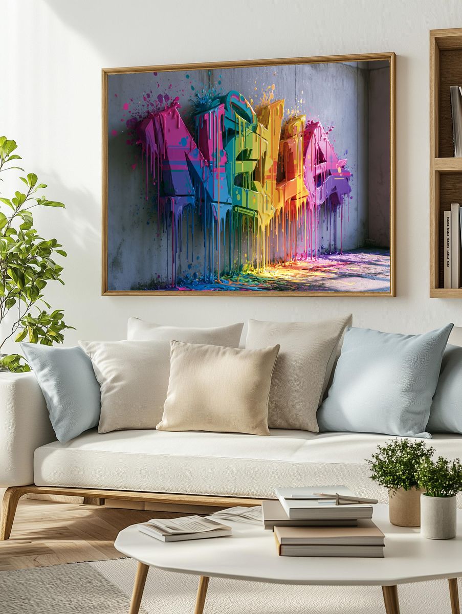 Rainbow Drip Graffiti Poster. — room view 2
