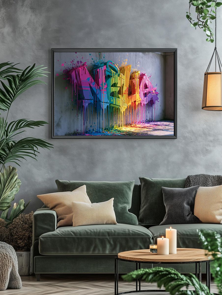 Rainbow Drip Graffiti Poster. — room view 4