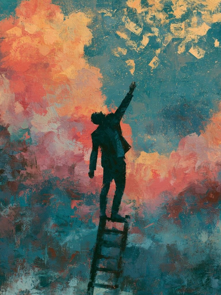 Dreamer on Ladder Fine-Art Poster. poster — fine-art art