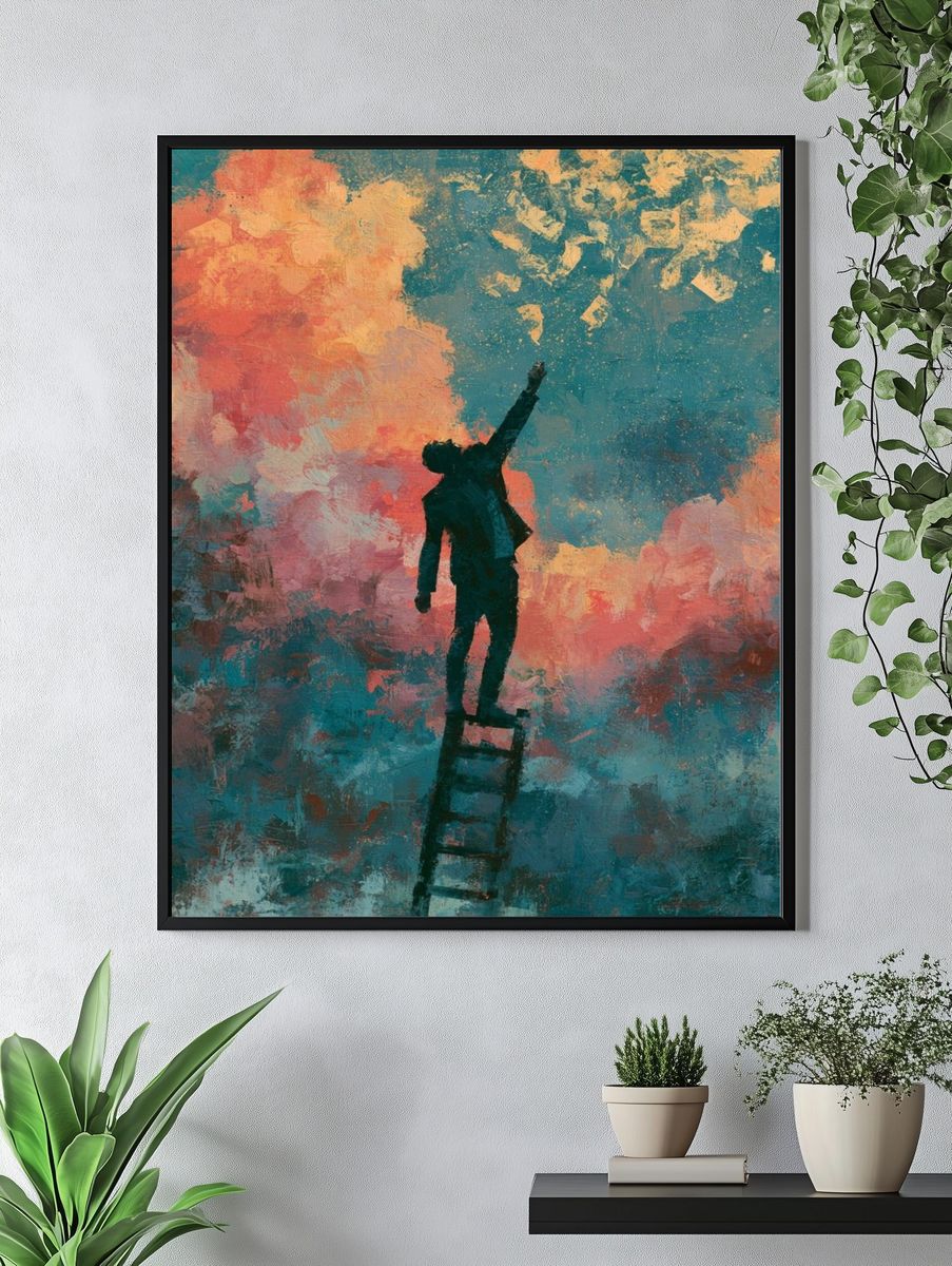 Dreamer on Ladder Fine-Art Poster. — room view 4