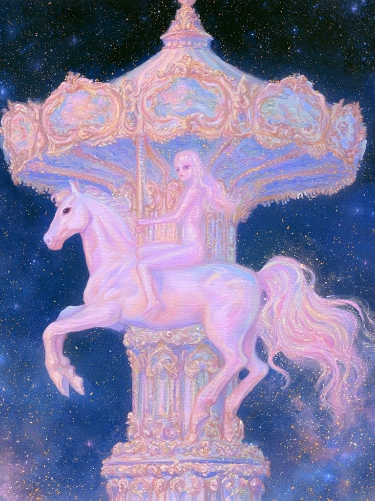 Pastel Carousel Horse — Surreal Print. poster — fine-art art