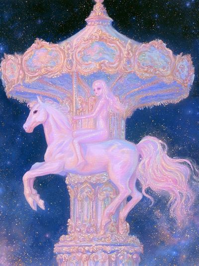 Pastel Carousel Horse — Surreal Print. poster