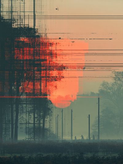 Glitch Sunset Landscape Print.