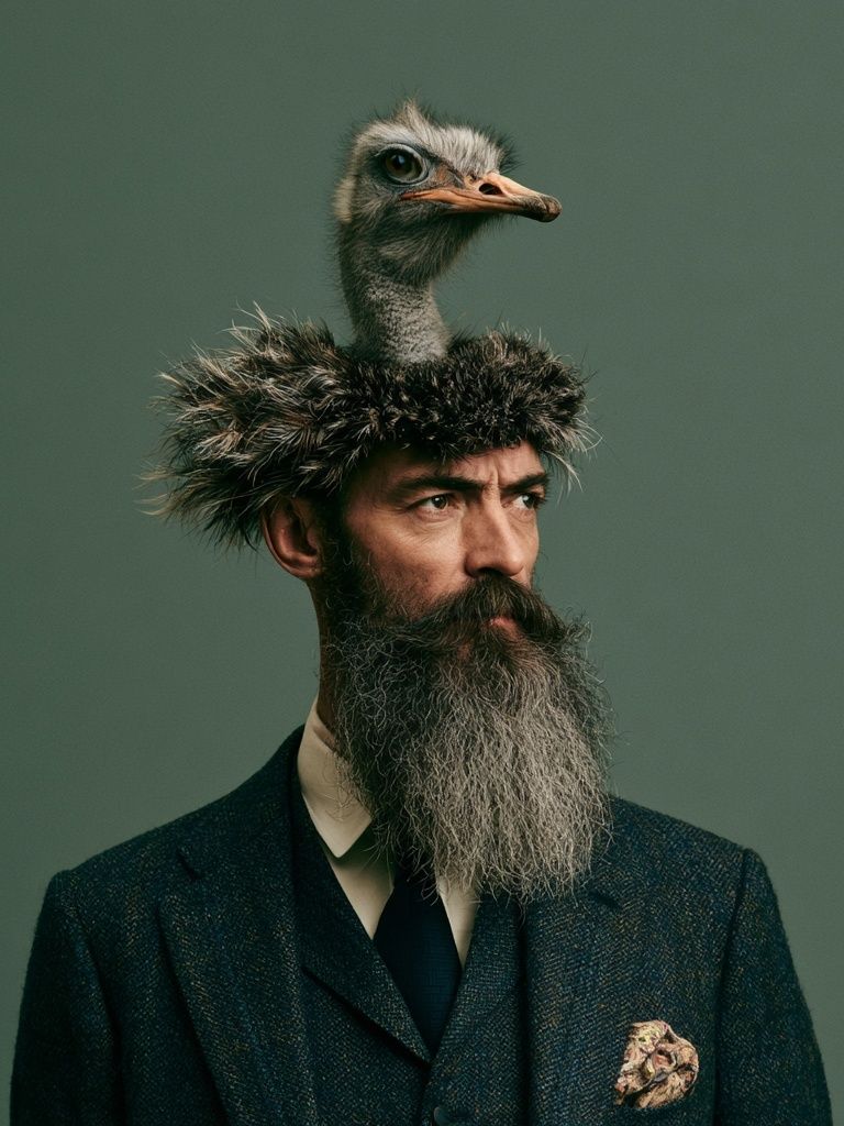 Surreal Ostrich Portrait Print. poster detail