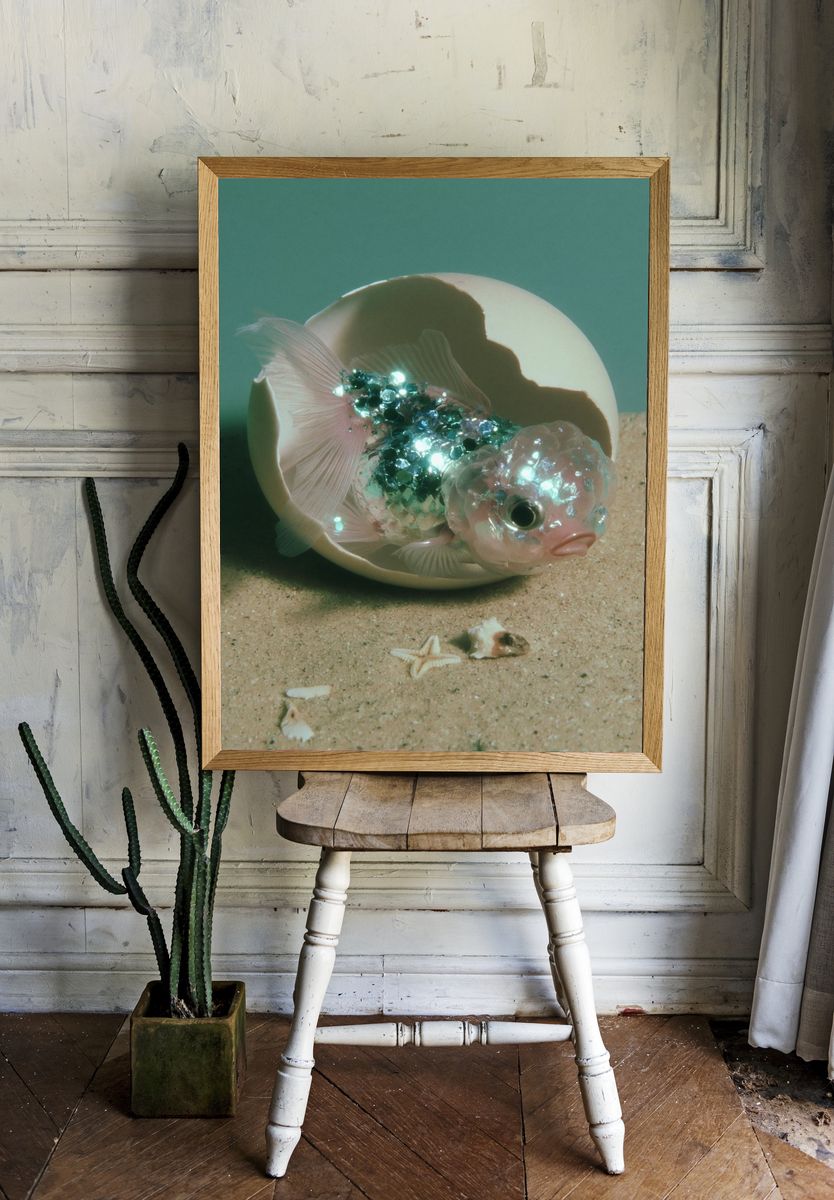 Glittering Fish Shell Print. room preview