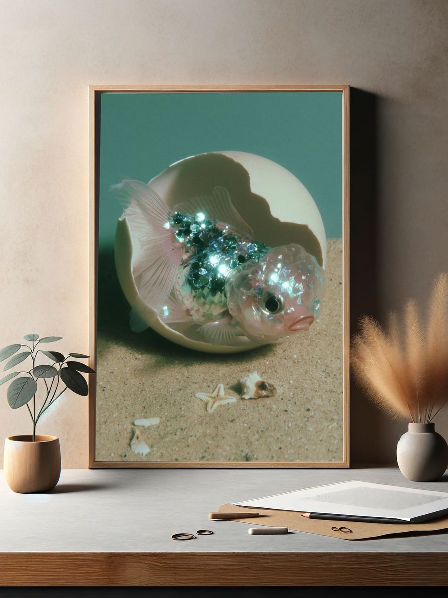 Glittering Fish Shell Print. — room view 2