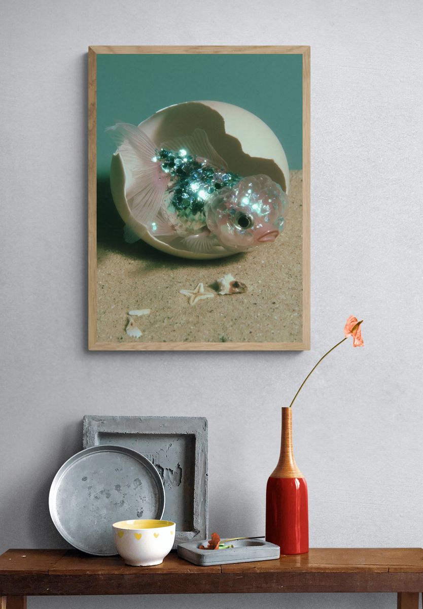 Glittering Fish Shell Print. — room view 3