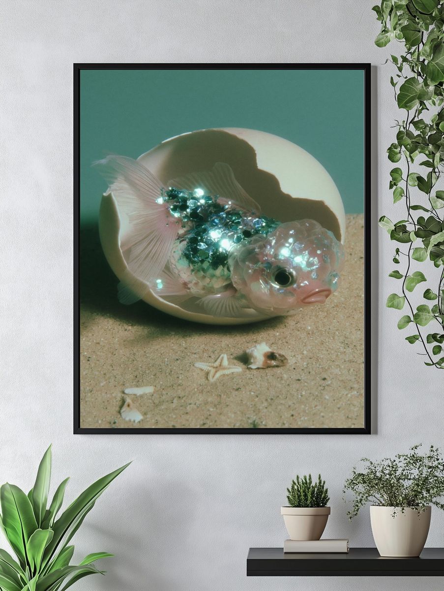 Glittering Fish Shell Print. — room view 4