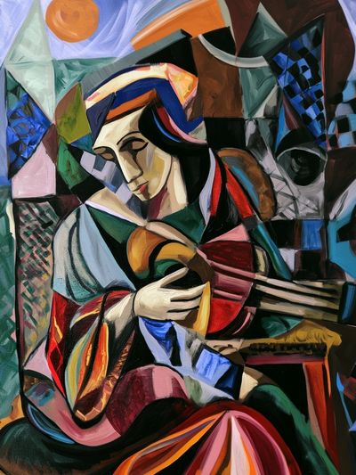 Cubist Guitar Player Fine-Art Print.
