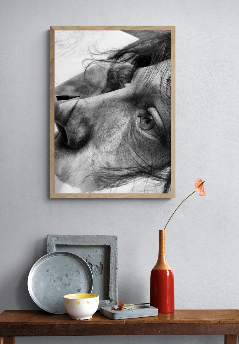 Charcoal Portrait Sketch Poster. — room view 3