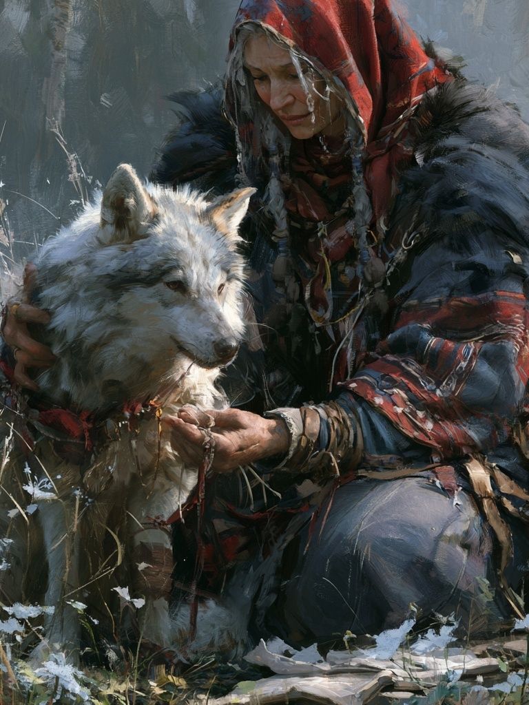 Woman and Wolf Fine-Art Print. poster — fine-art art