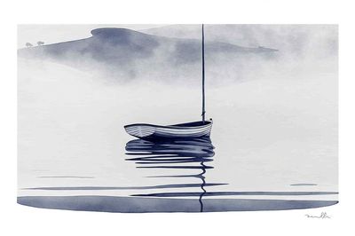 Solitary Boat Mist Print.