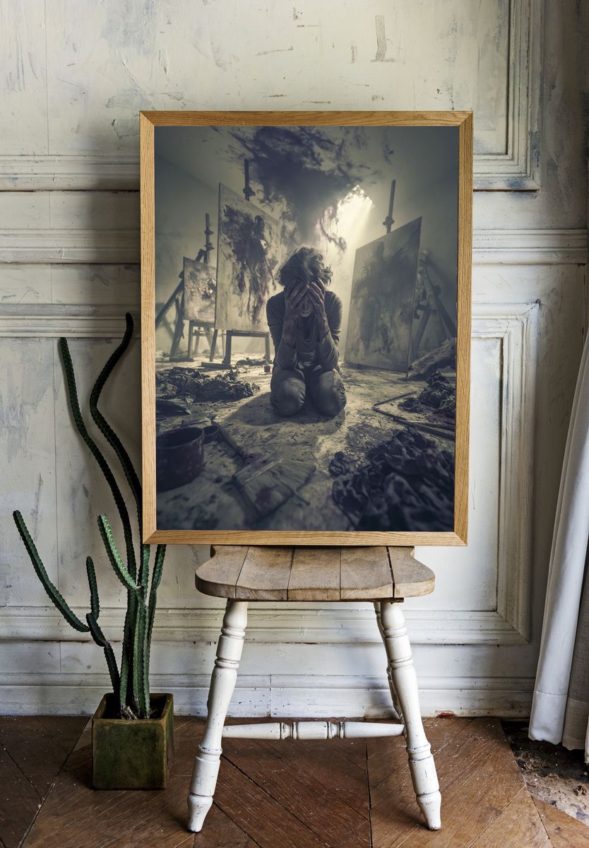 Tormented Artist Surrealism Print. — room view 1