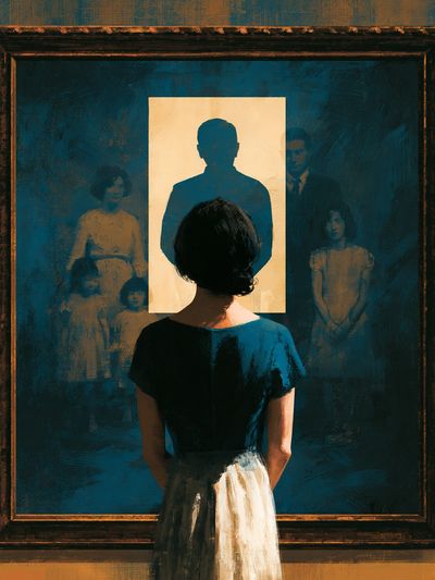 Museum Reflection Portrait Print. poster