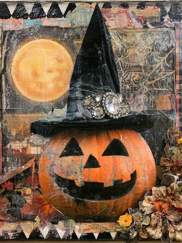 Halloween Pumpkin Collage Poster. poster — fine-art art