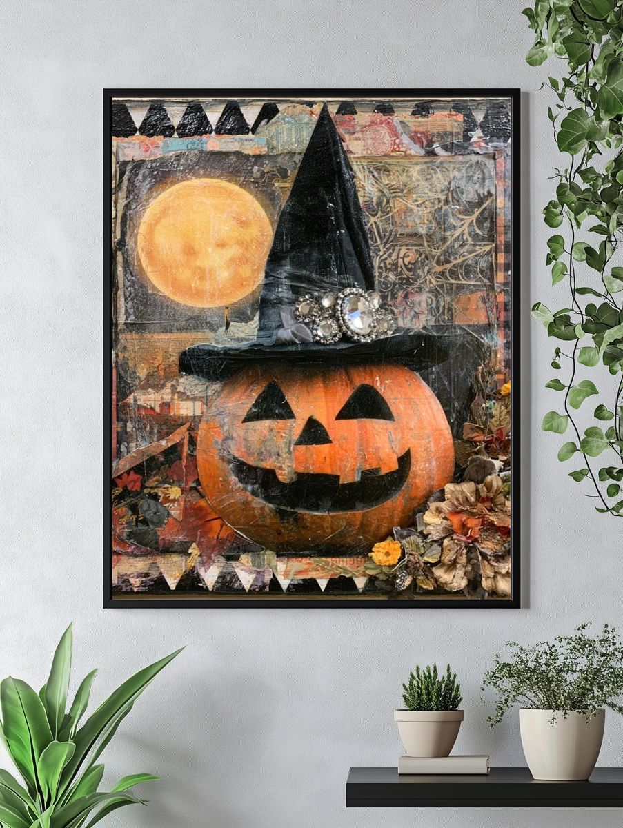Halloween Pumpkin Collage Poster. — room view 4
