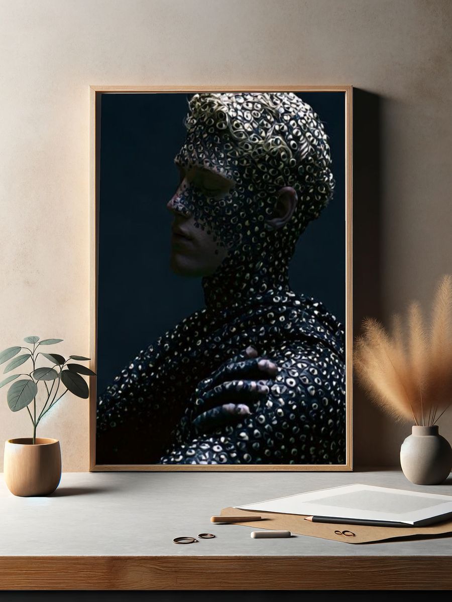 Surreal Metallic Portrait Print. — room view 2
