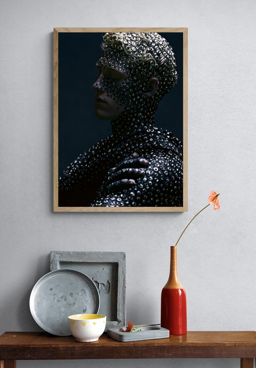 Surreal Metallic Portrait Print. — room view 3