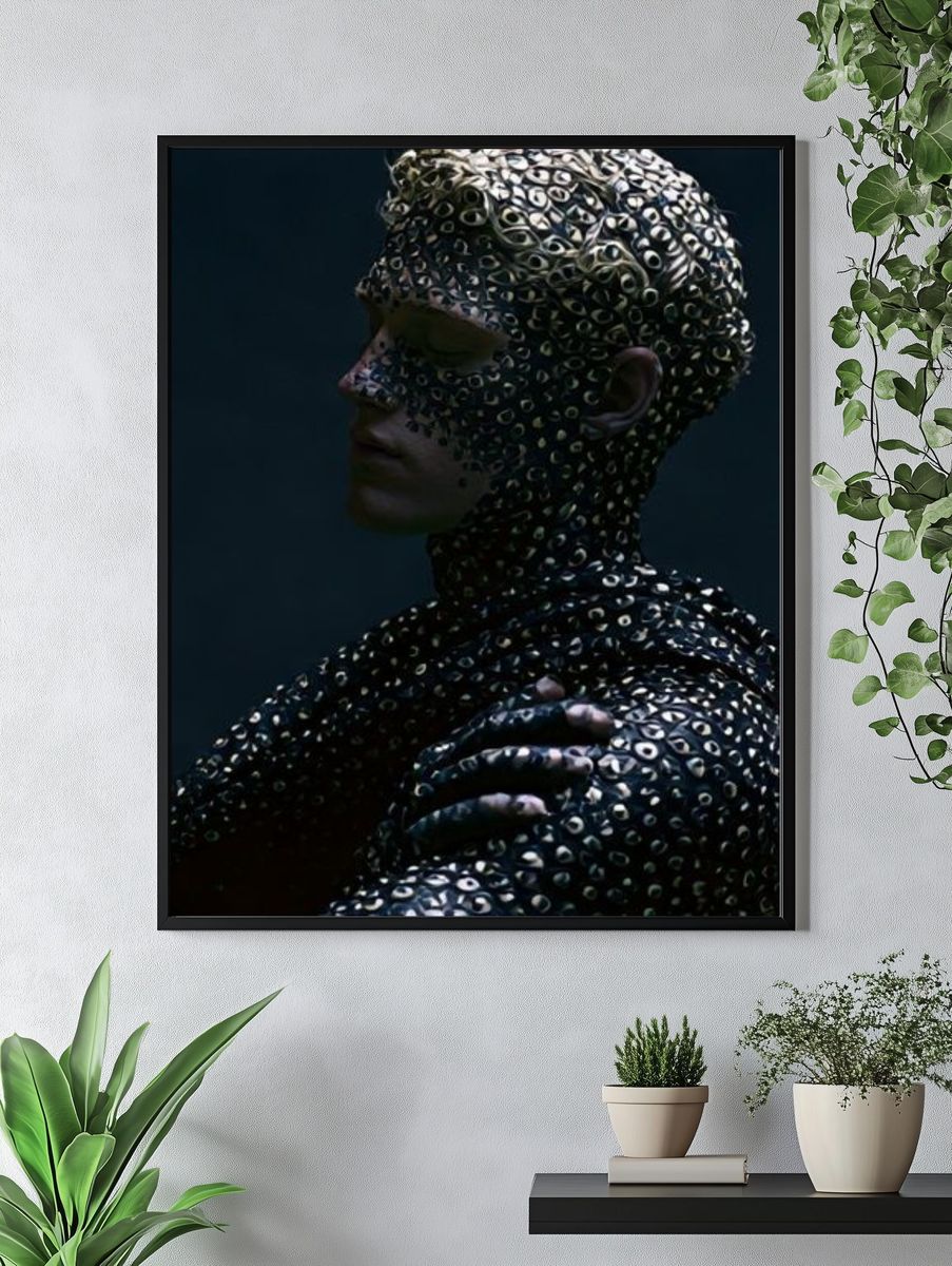 Surreal Metallic Portrait Print. — room view 4