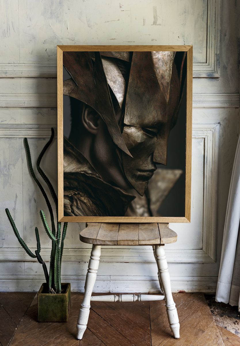 Bronze Mask Portrait Print. — room view 1