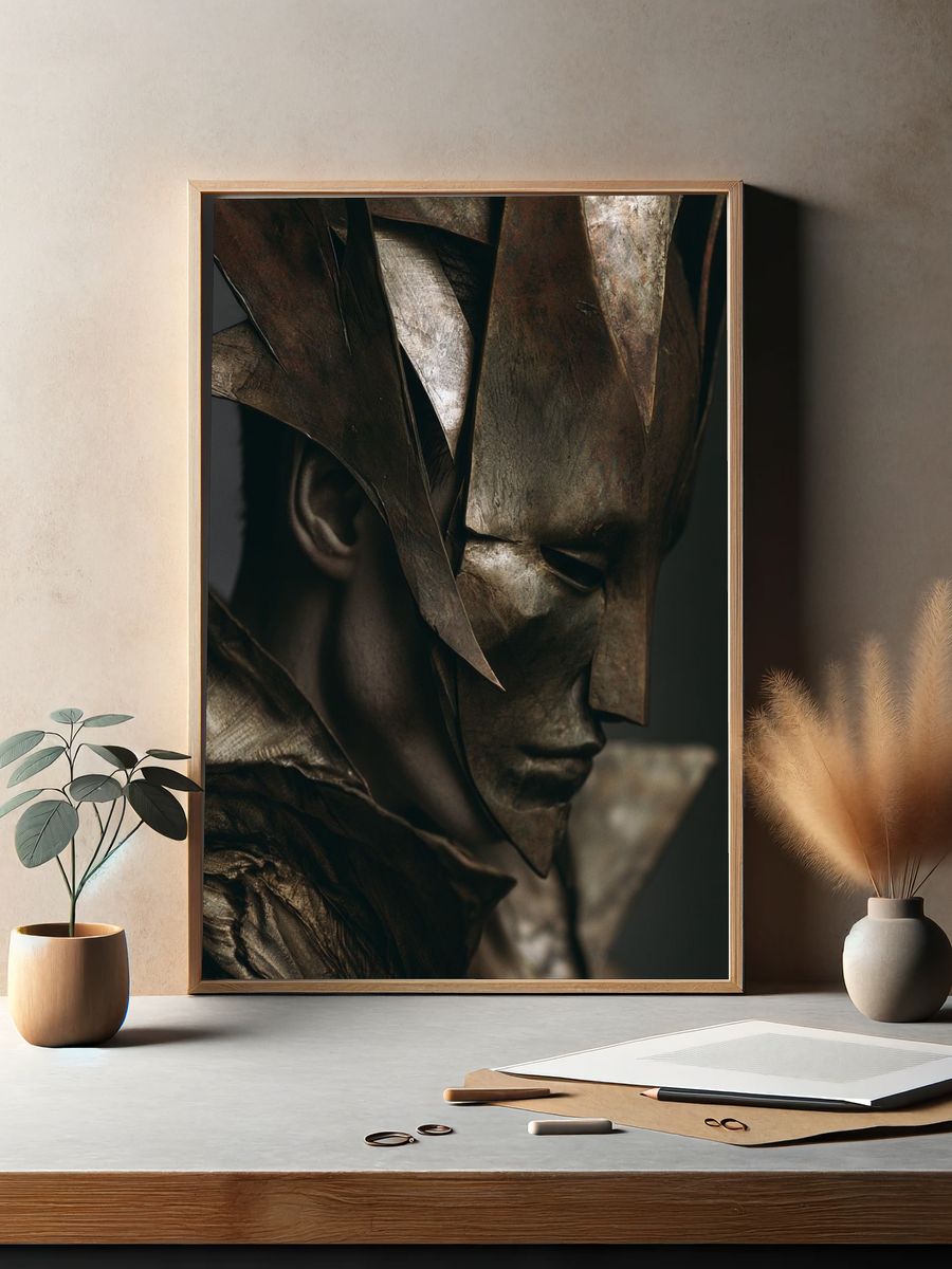 Bronze Mask Portrait Print. — room view 2