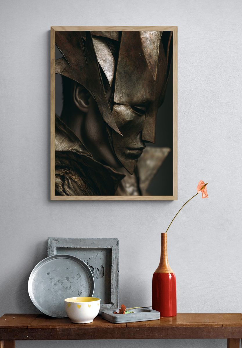 Bronze Mask Portrait Print. — room view 3