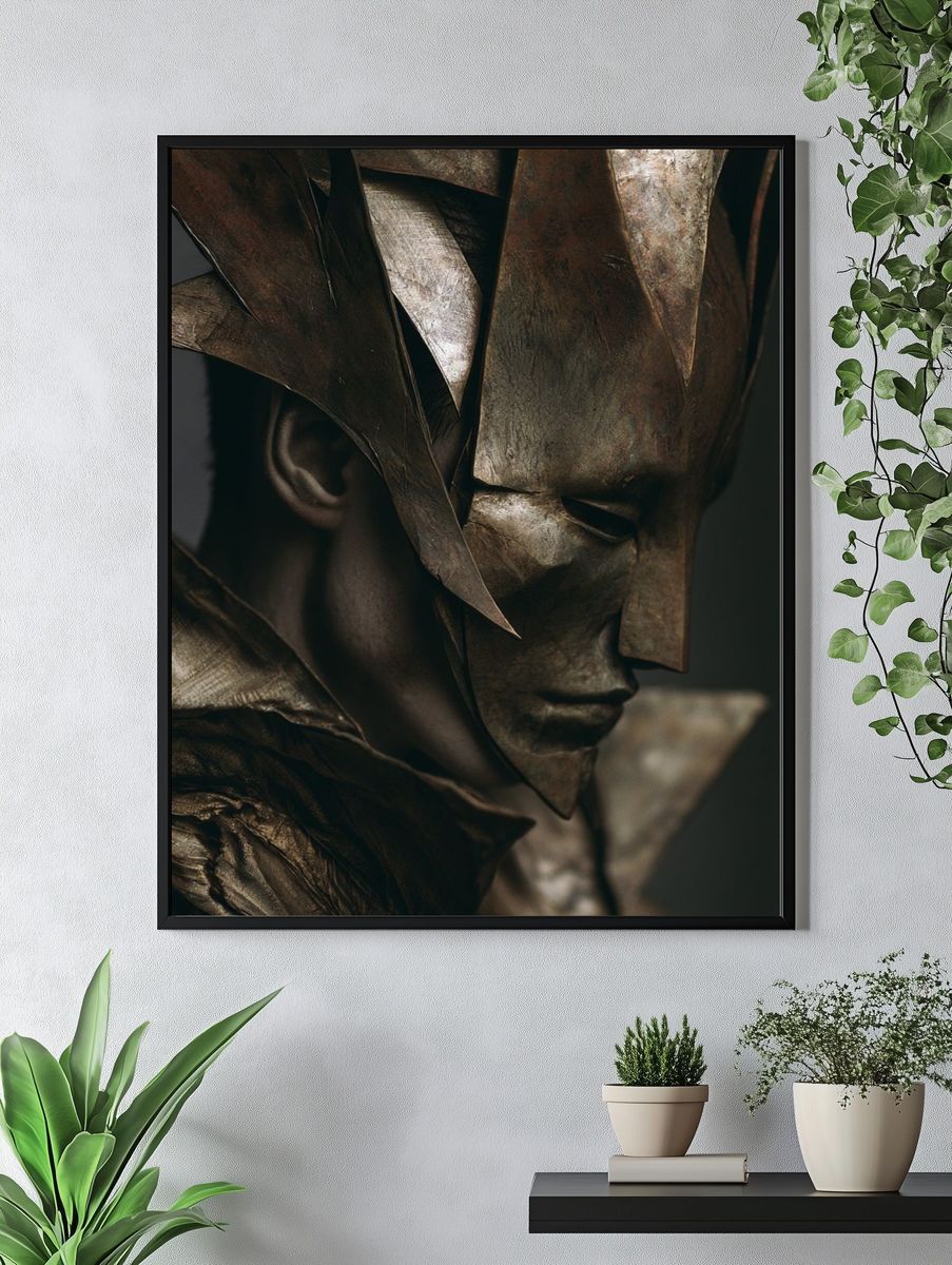 Bronze Mask Portrait Print. — room view 4