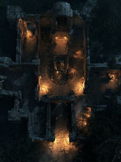 Moonlit Ruins Aerial Print.