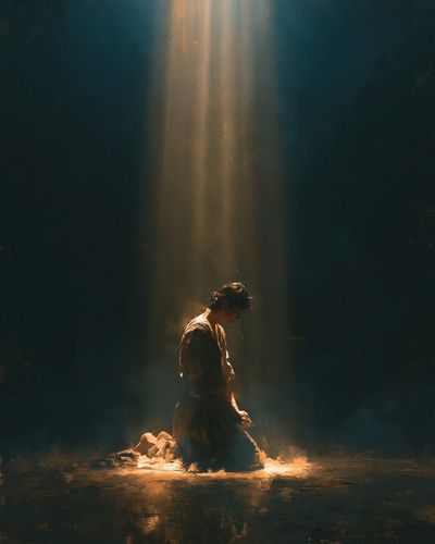 Solitary Figure in Light Poster.