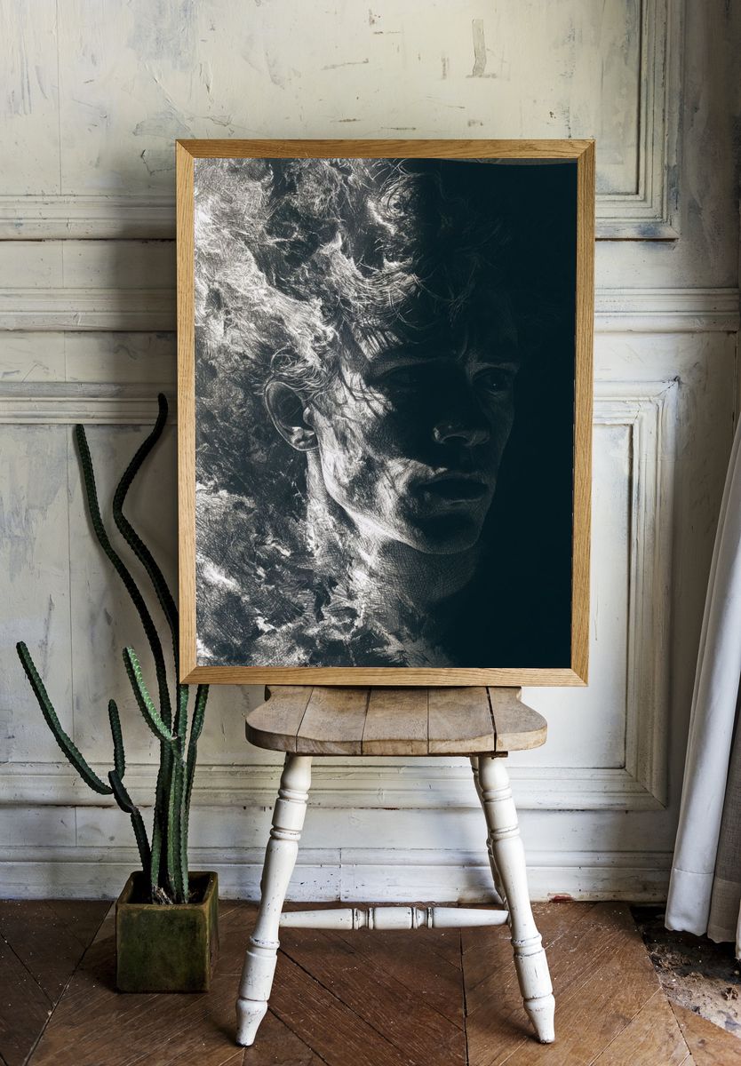 Shadowed Portrait Ink Print. room preview