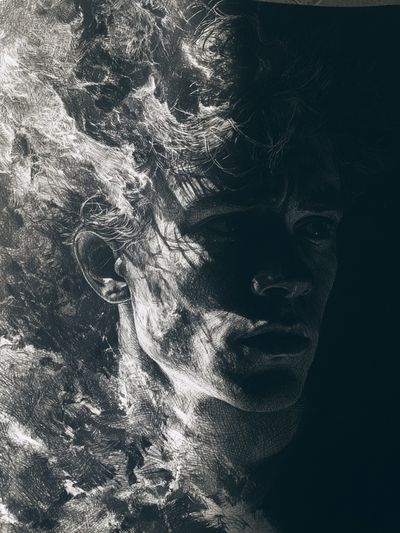 Shadowed Portrait Ink Print.
