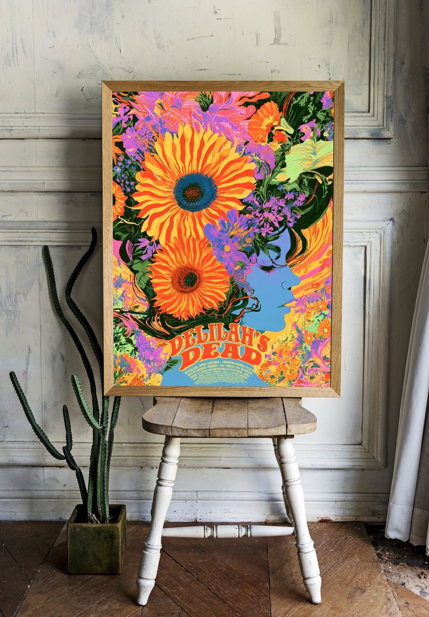 Delilah's Dead Floral Psychedelic Poster. room preview
