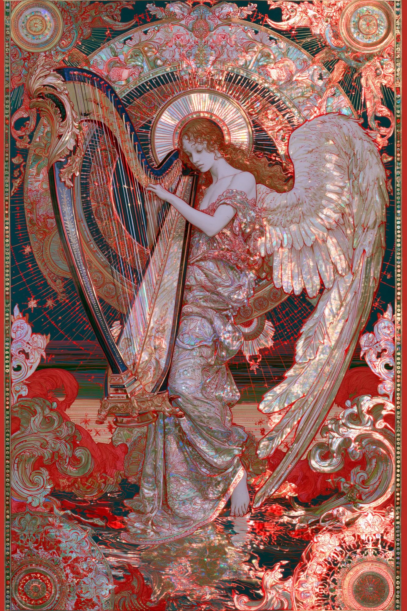 Angel Harp Art Nouveau Poster. poster detail