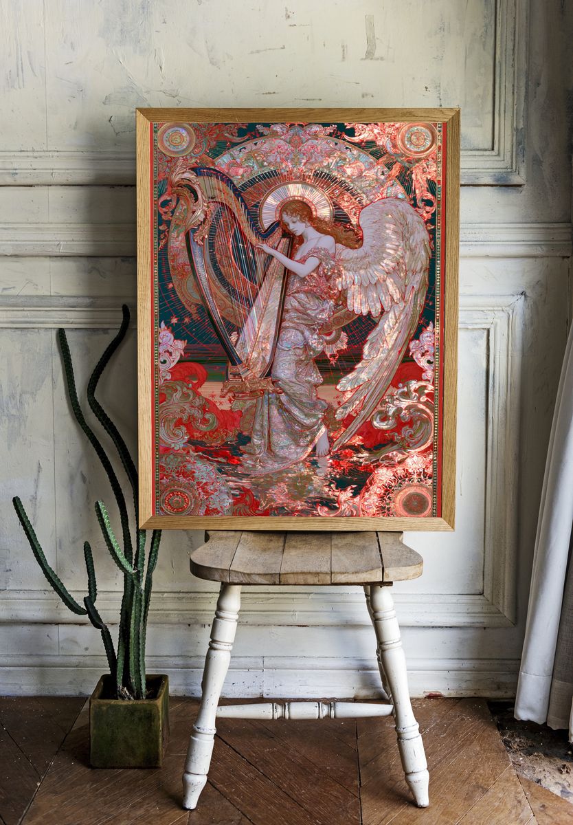 Angel Harp Art Nouveau Poster. — room view 1