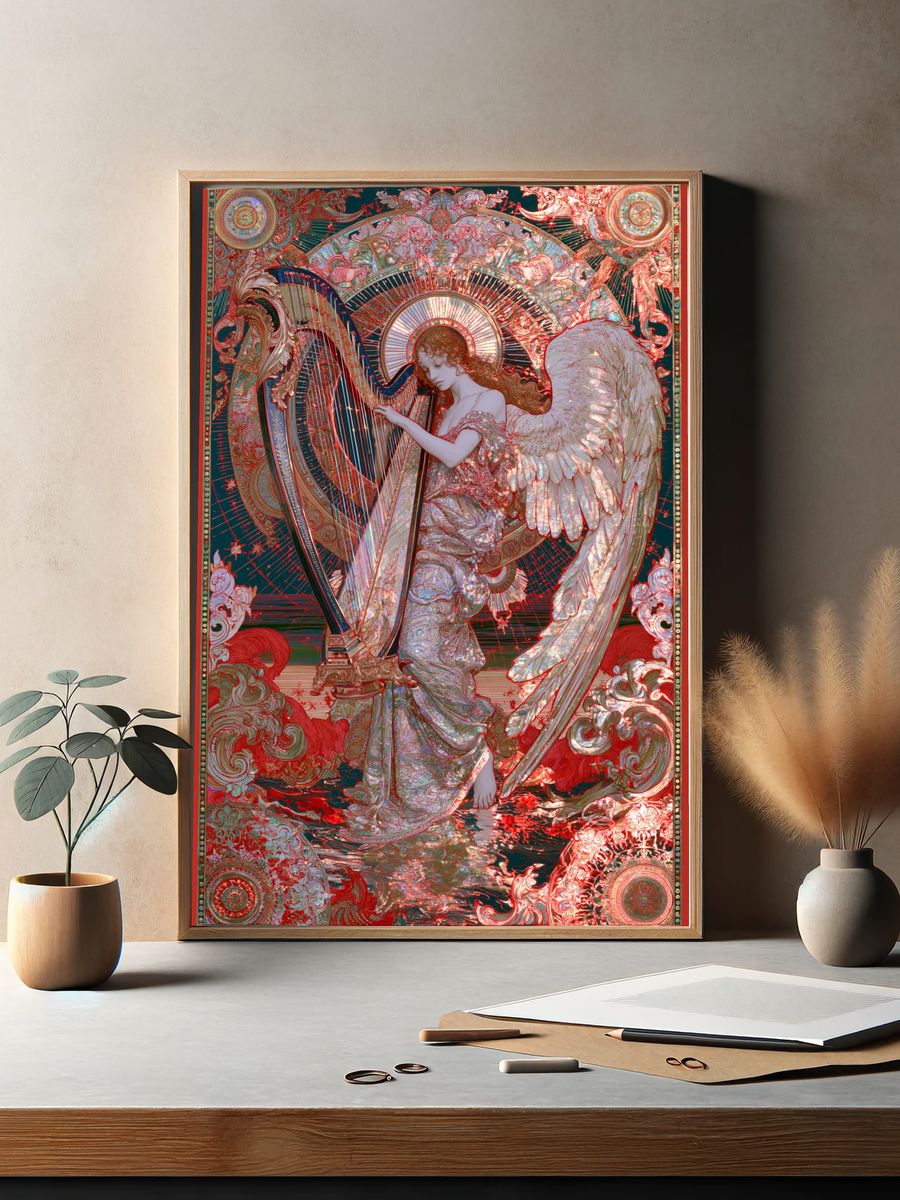 Angel Harp Art Nouveau Poster. — room view 2