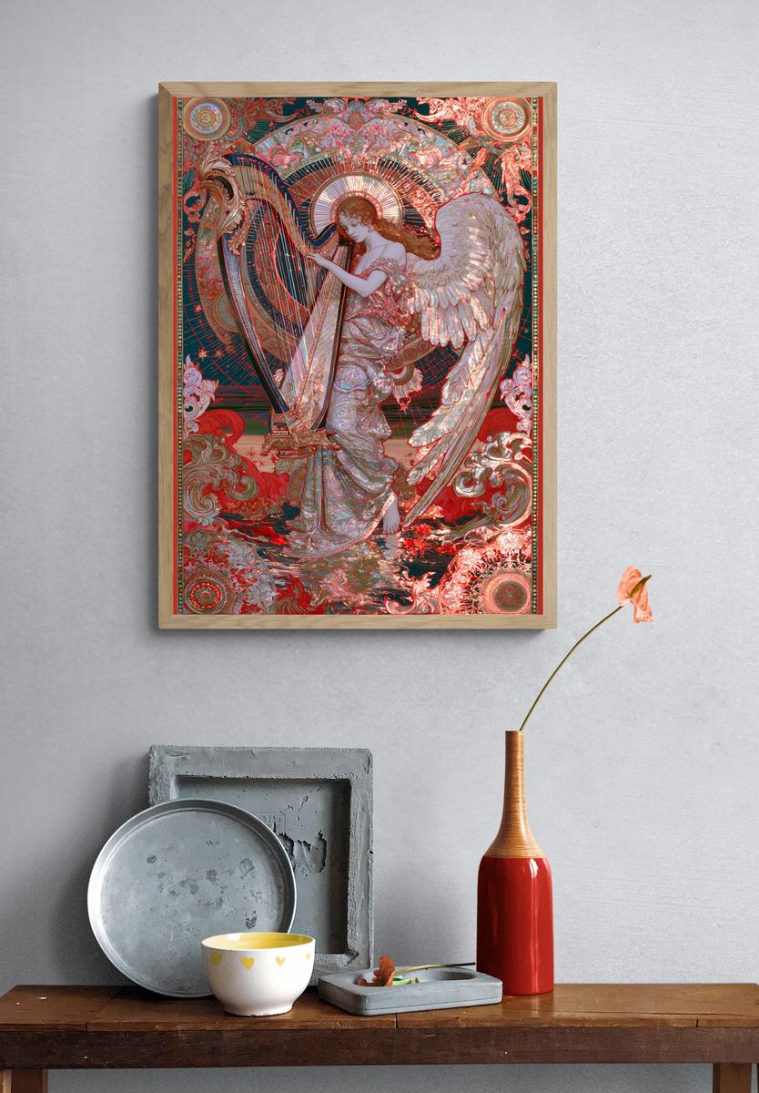 Angel Harp Art Nouveau Poster. — room view 3