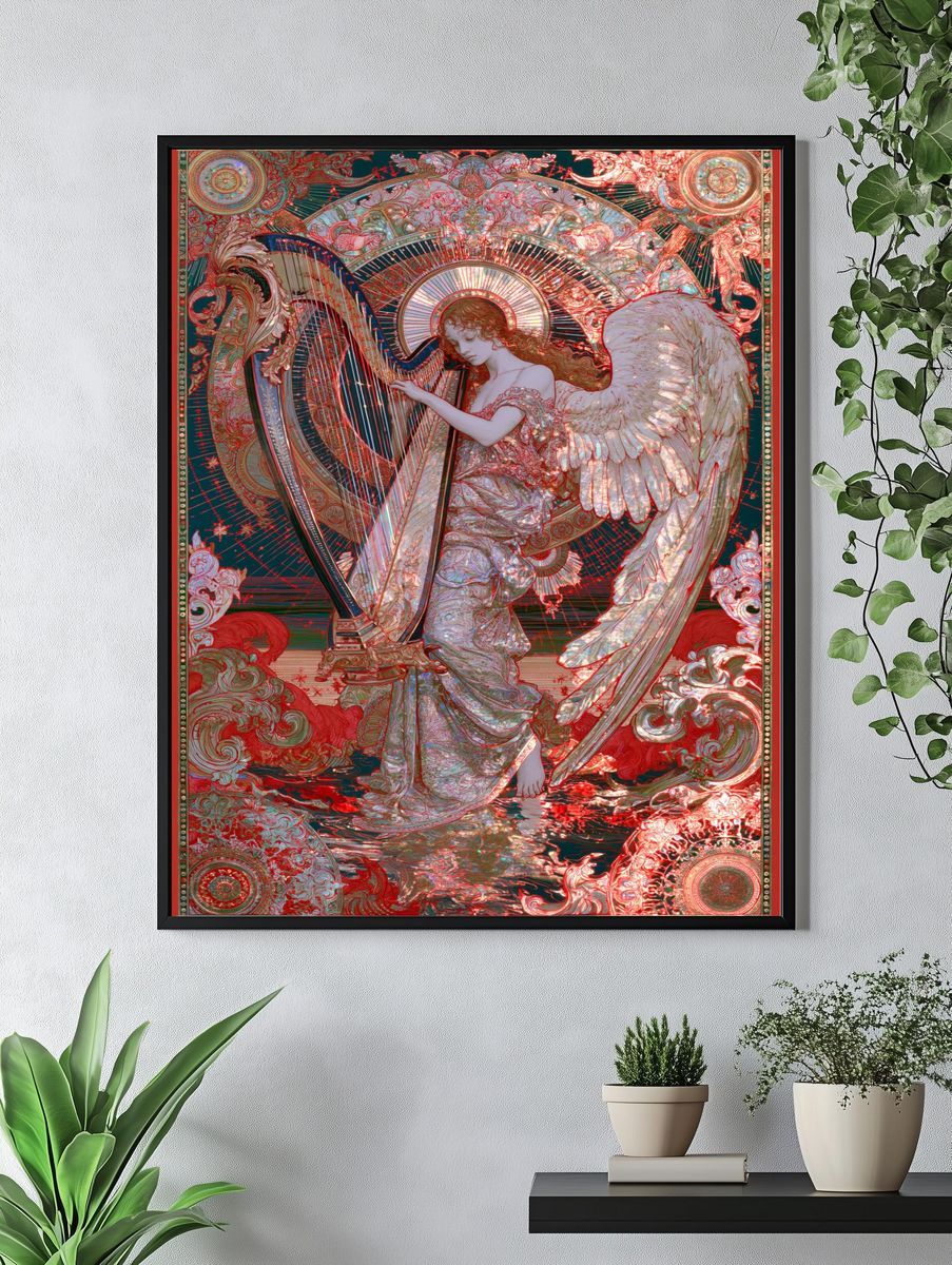 Angel Harp Art Nouveau Poster. — room view 4