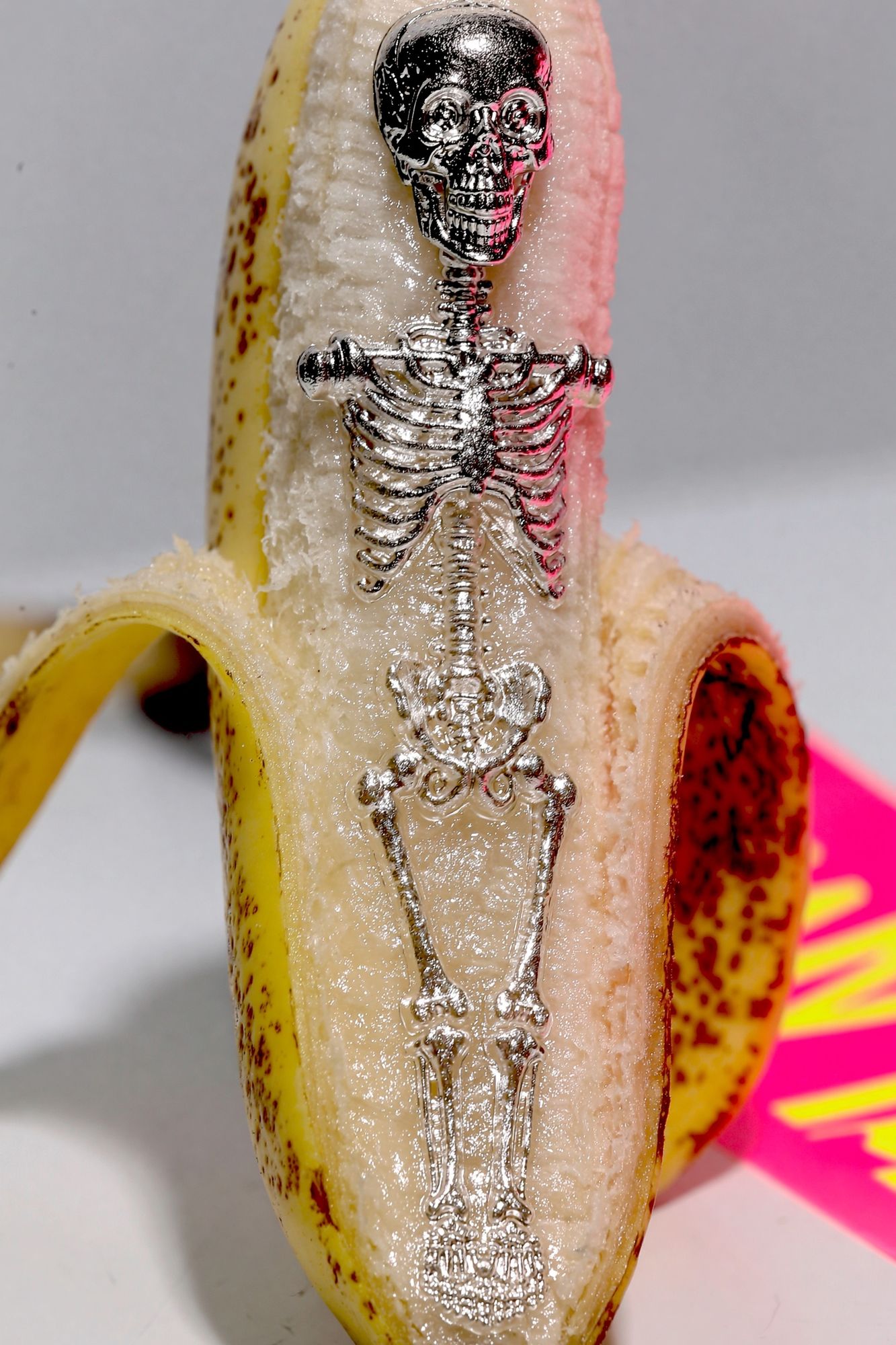 Surreal Banana Skeleton Photography Poster. poster detail