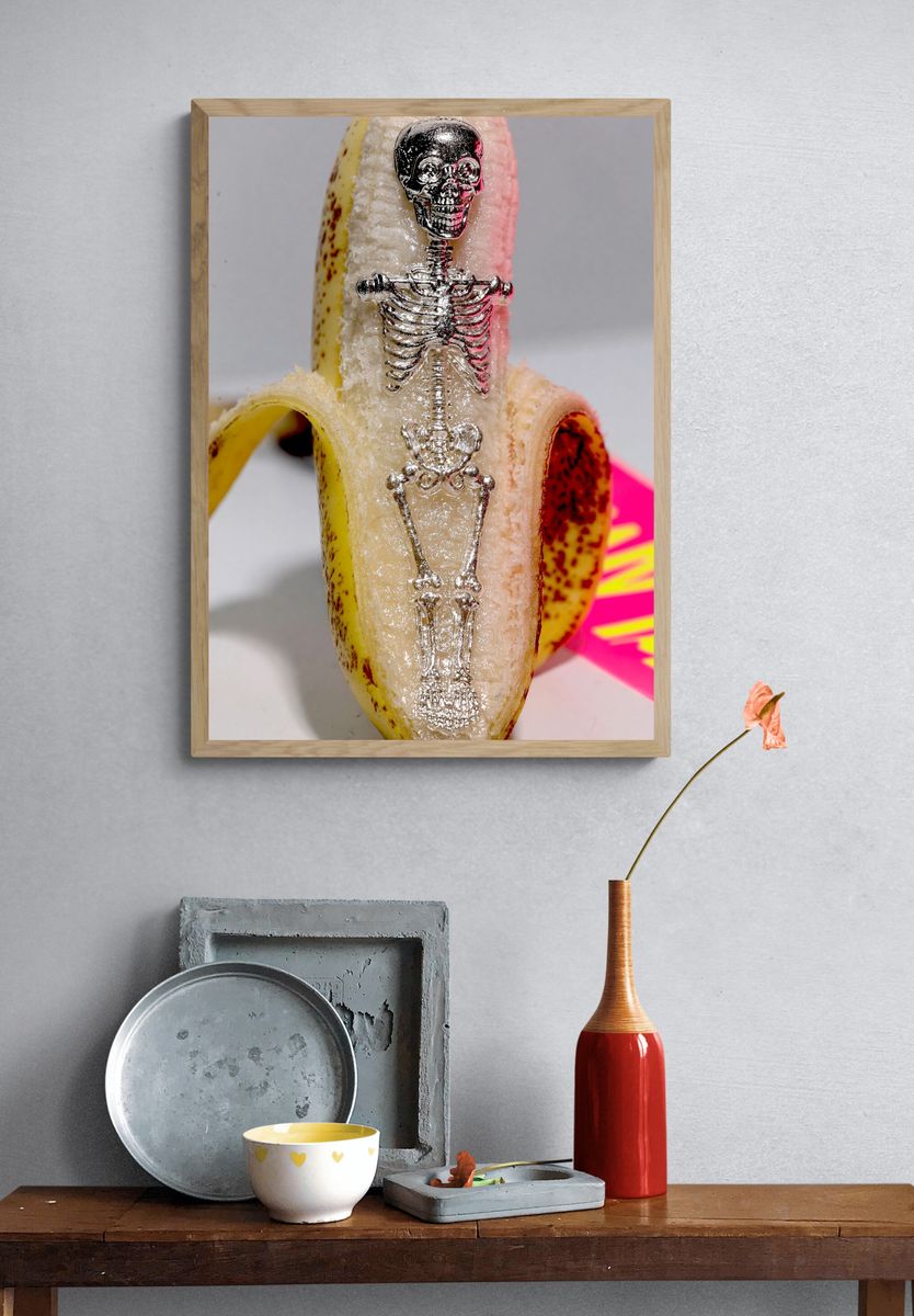 Surreal Banana Skeleton Photography Poster. — room view 3