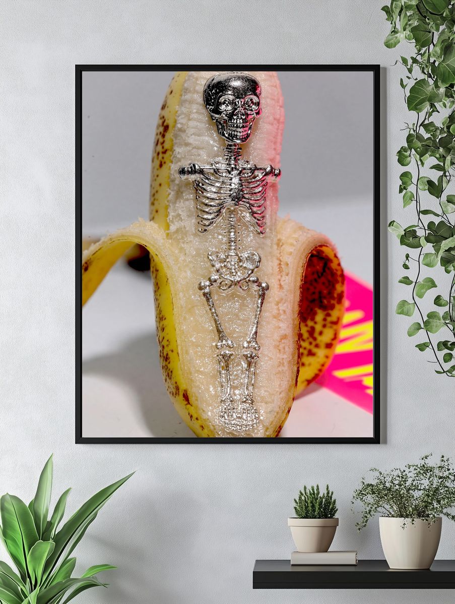 Surreal Banana Skeleton Photography Poster. — room view 4