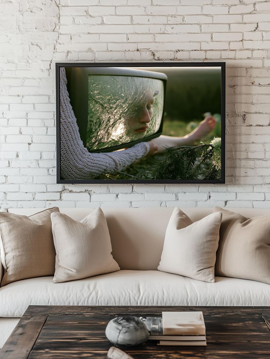 Surreal Mirror Portrait Print. room preview