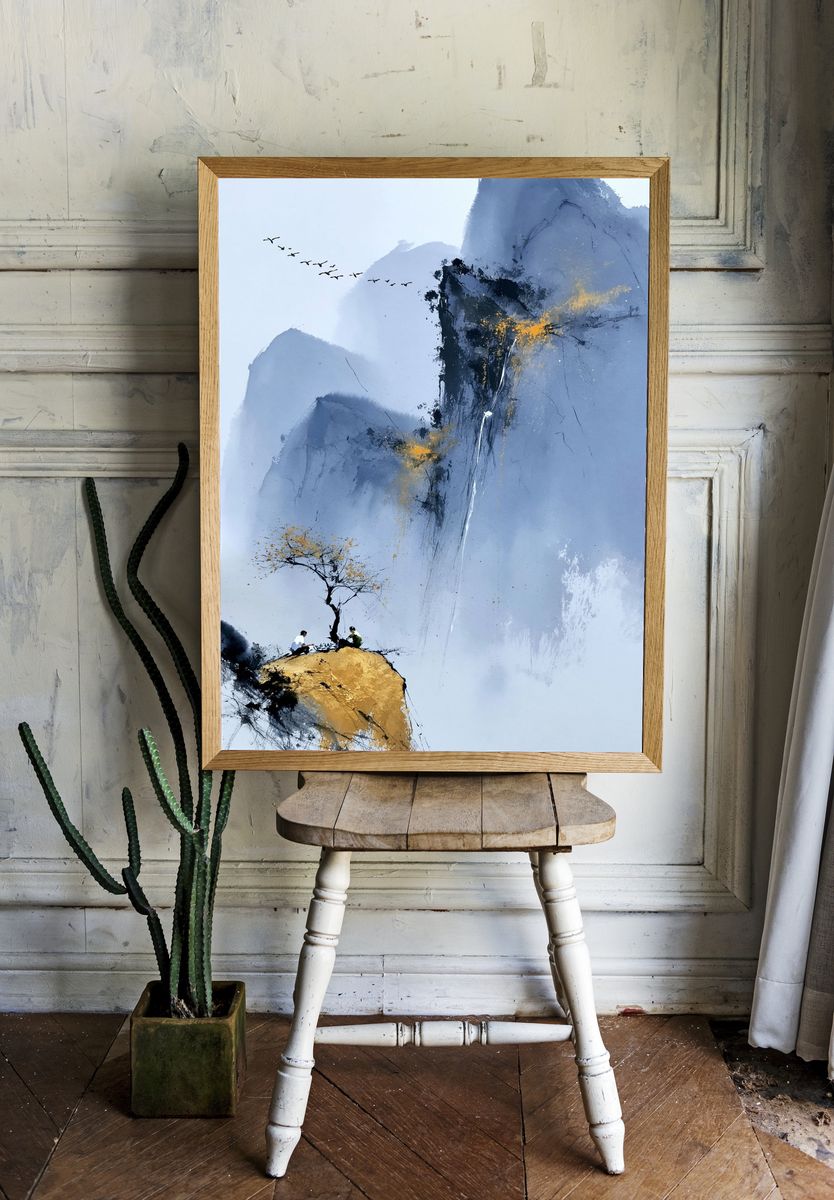 Misty Mountain Inkscape Poster. — room view 1