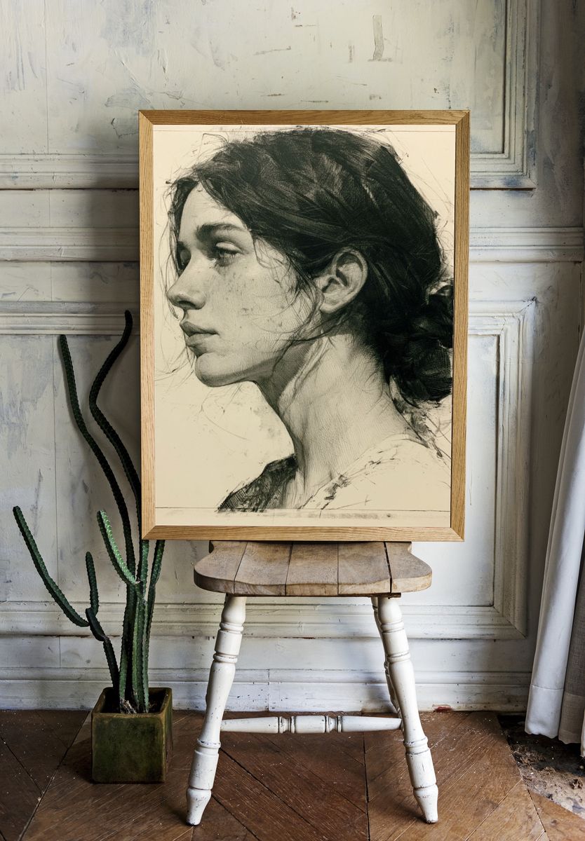 Woman Profile Sketch Poster. room preview