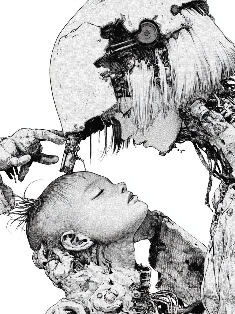 Cybernetic Mother and Child Print. poster — fine-art art
