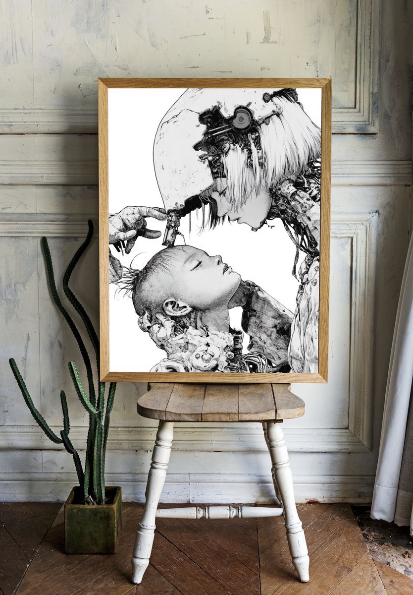 Cybernetic Mother and Child Print. room preview