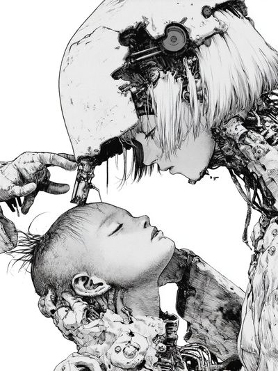 Cybernetic Mother and Child Print. poster