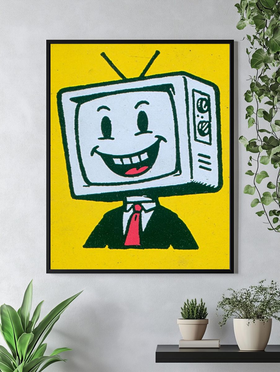 Smiling TV Head Cartoon Print. — room view 4