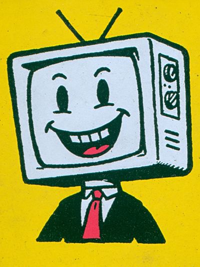 Smiling TV Head Cartoon Print. poster