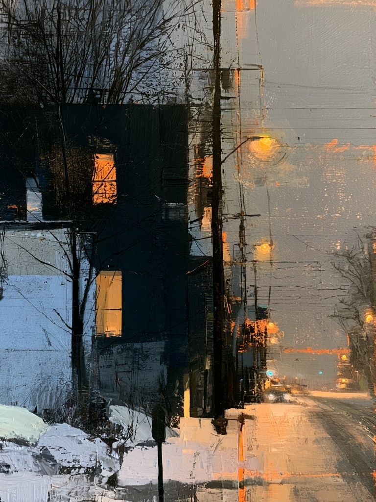 Winter City Street — Contemporary Print. poster detail